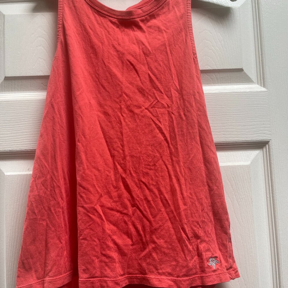Coral open back workout top